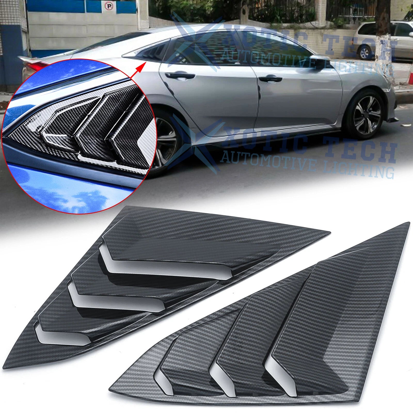 Quarter Window Louver Cover for Honda Civic (2016–2021) Rear Side ABS