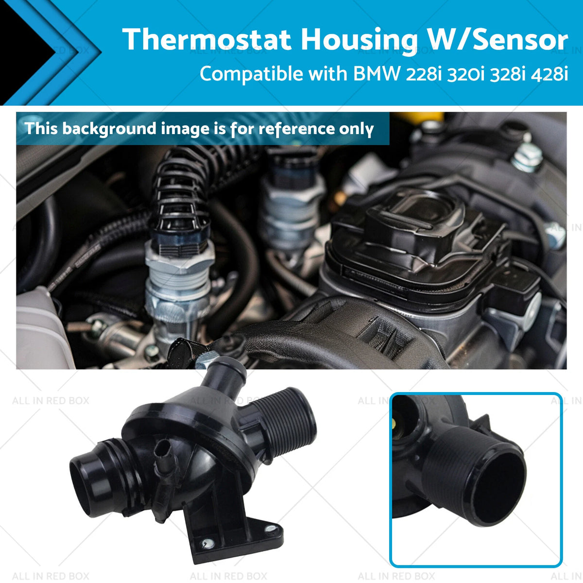 Thermostat Housing W/Sensor for BMW 228i 320i 328i 428i (2013–2019) 11538636594