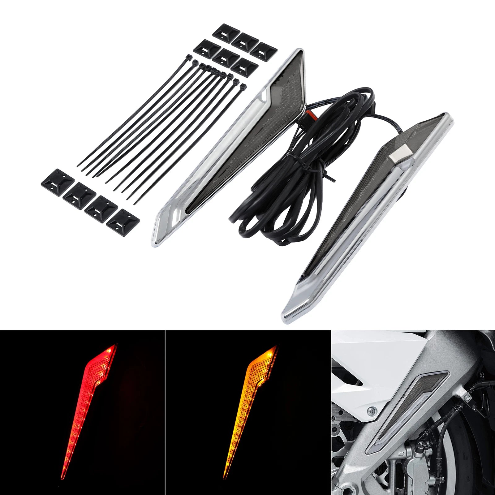 2X Front Brake Fork Mount LED Lights for Honda Goldwing GL1800 (2018–2023)