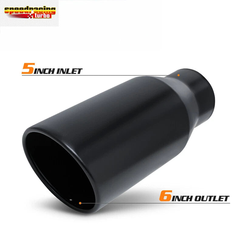 15" Slant Black Exhaust Pipe for Universal Fit (5" Inlet, 6" Outlet)