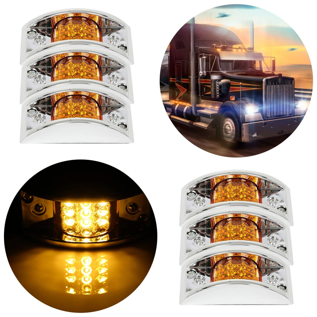 6X LED Amber Side Marker Lights for Peterbilt Pickup Lorry