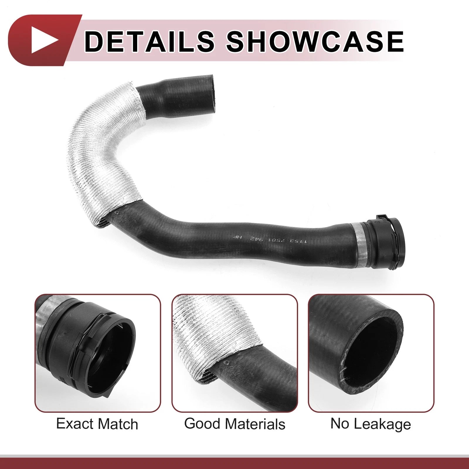 Radiator Coolant Hose for BMW 528i (2011) No. 11537581942 Rubber Black