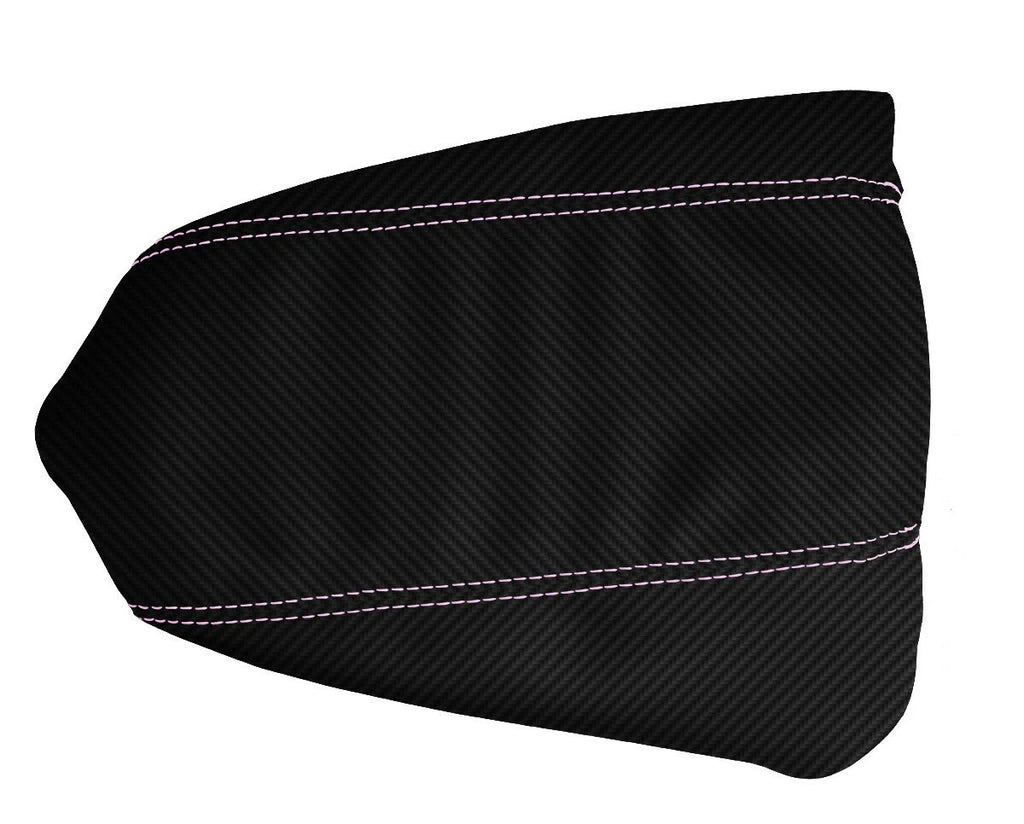 Console Lid Armrest Cover for Toyota Tacoma (2016–2019) Carbon Fiber Pink Stitch