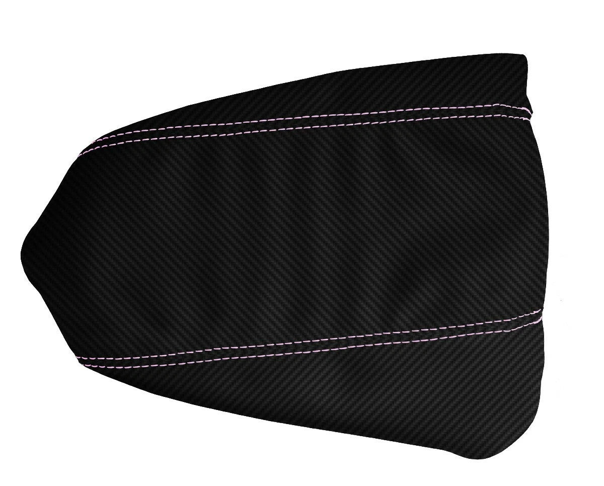 Console Lid Armrest Cover for Toyota Tacoma (2016–2019) Carbon Fiber Pink Stitch