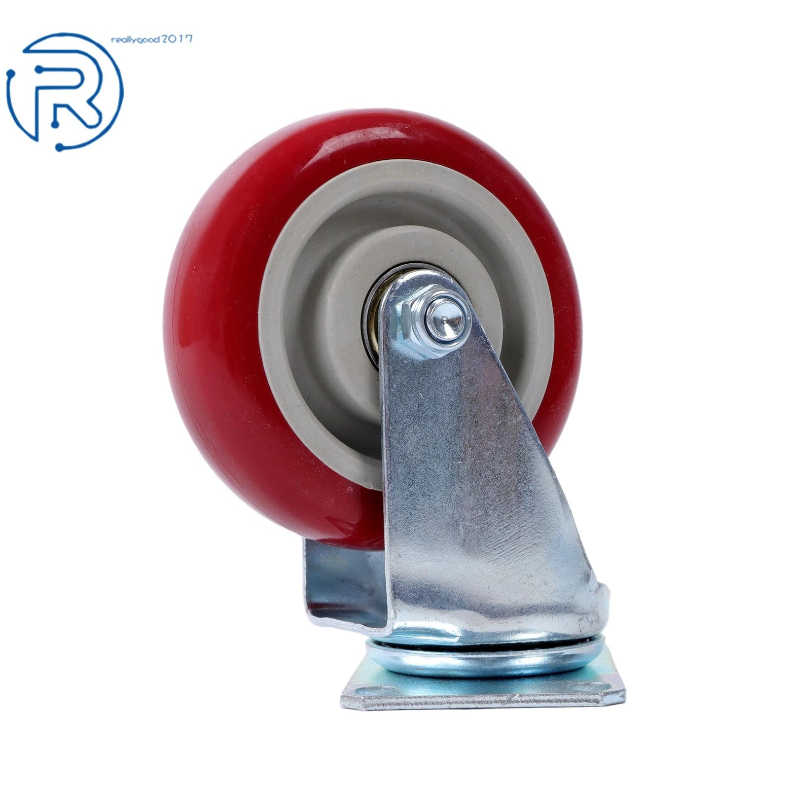 Set of 4 Heavy Duty 4" Swivel Caster Wheels with Plate - Red