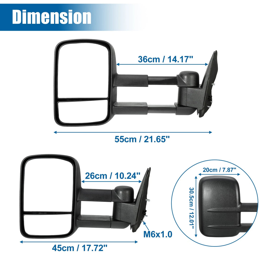 Pair Tow Mirrors for Chevy Silverado Avalanche Suburban GMC Cadillac (2007–2014)