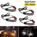 4X White/Amber Switchback LED Fork Turn Signal Light Strips for Motorcycle