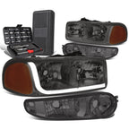 LED Tube Smoked/Amber Headlights for GMC Sierra (2001–2007)