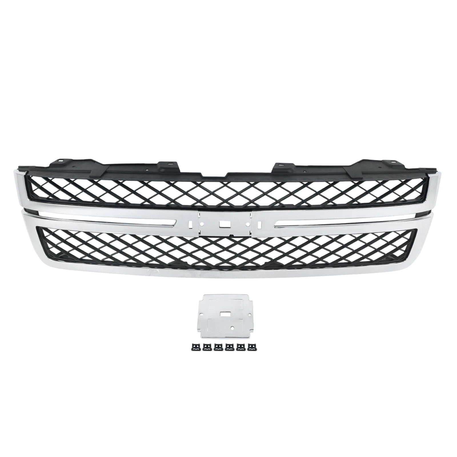 Grille for Chevy Silverado 2500 HD 3500 HD (2011-2014) Black Chrome