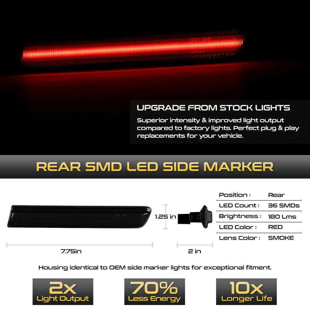 2Pcs Error Free Red LED Rear Side Marker Lights for Acura TL (2004–2008)