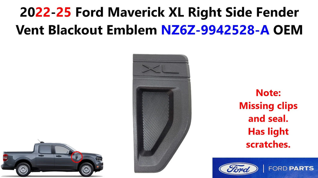 Right Side Fender Vent Blackout Emblem for Ford Maverick (2022–2025) NZ6Z-9942528-A
