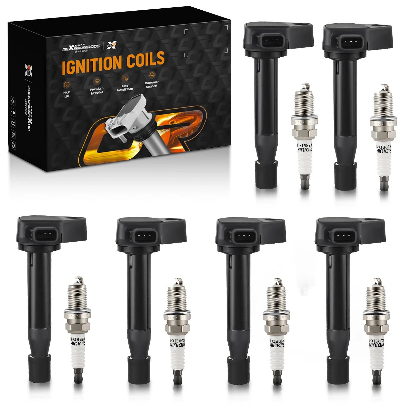 6 Ignition Coils and 6 Spark Plugs for Honda Accord Odyssey Acura CL TL (1999–2004)