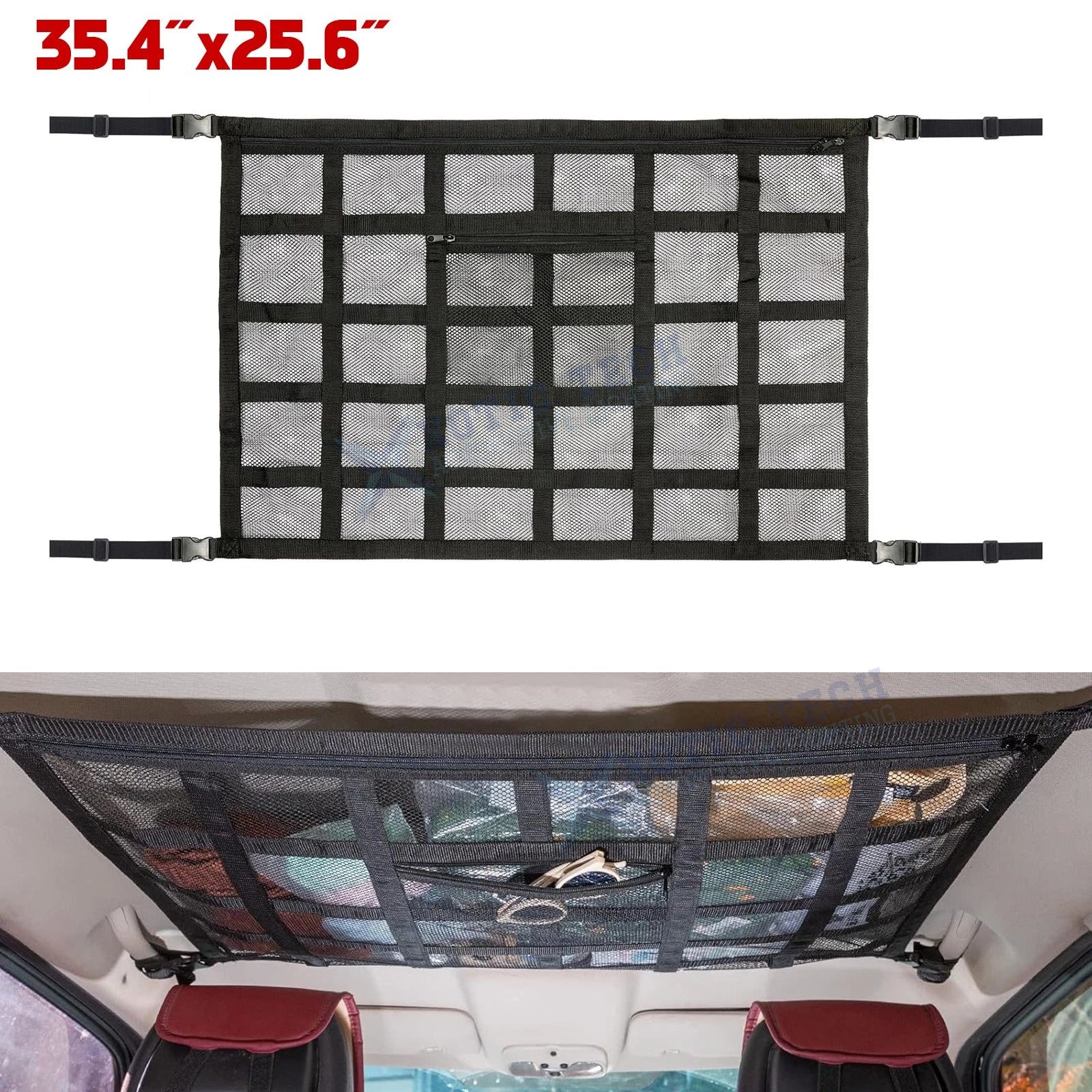 Ceiling Cargo Net Pocket Organizer for Honda, Dodge, Ram, GMC Sierra (2011–2024)