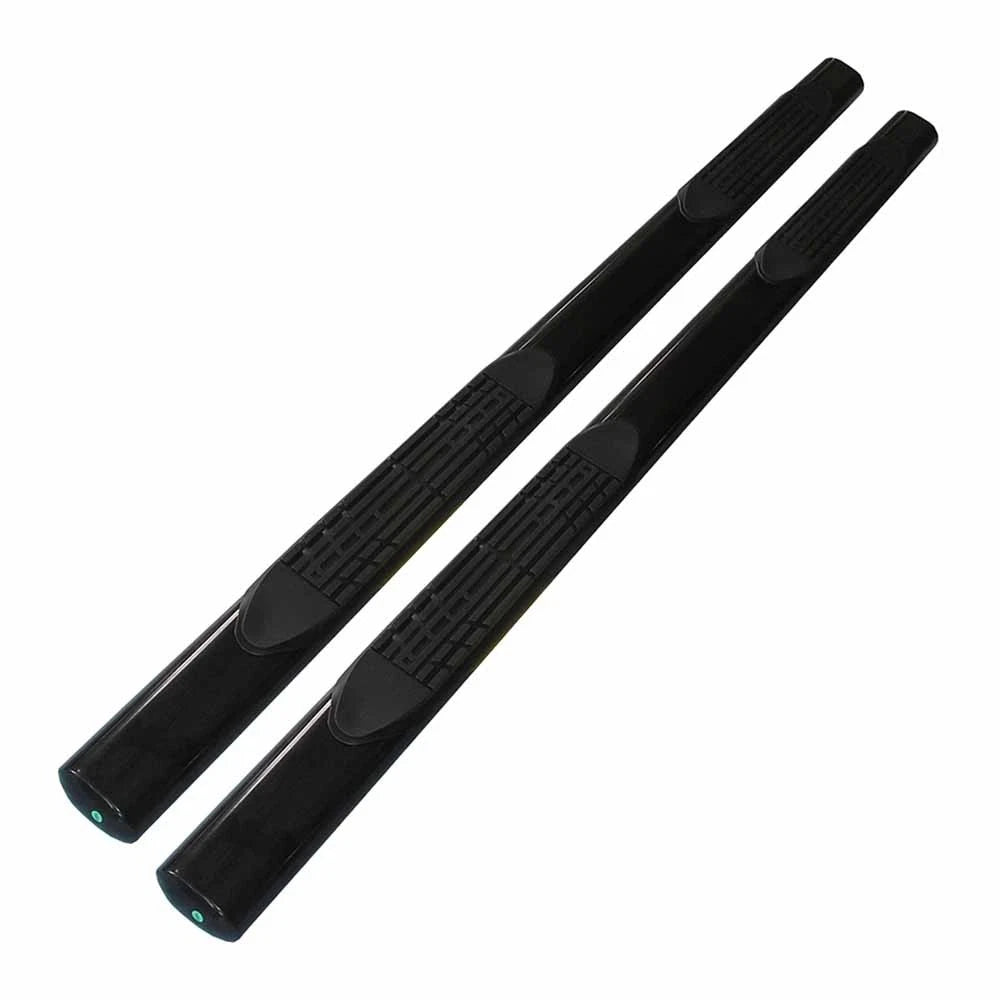 Black 4in Steel Oval Straight w/Step Pads Step Nerf Bar for 19 Ram 1500 Crew Cab