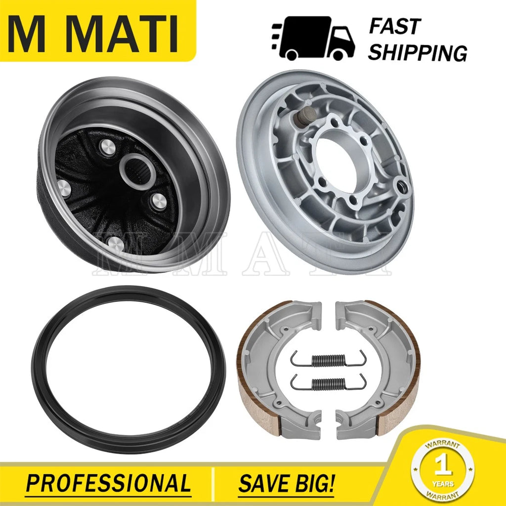 Rear Brake Plate & Drum Hub Shoes Kit for Yamaha Big Bear 350 1996–1999