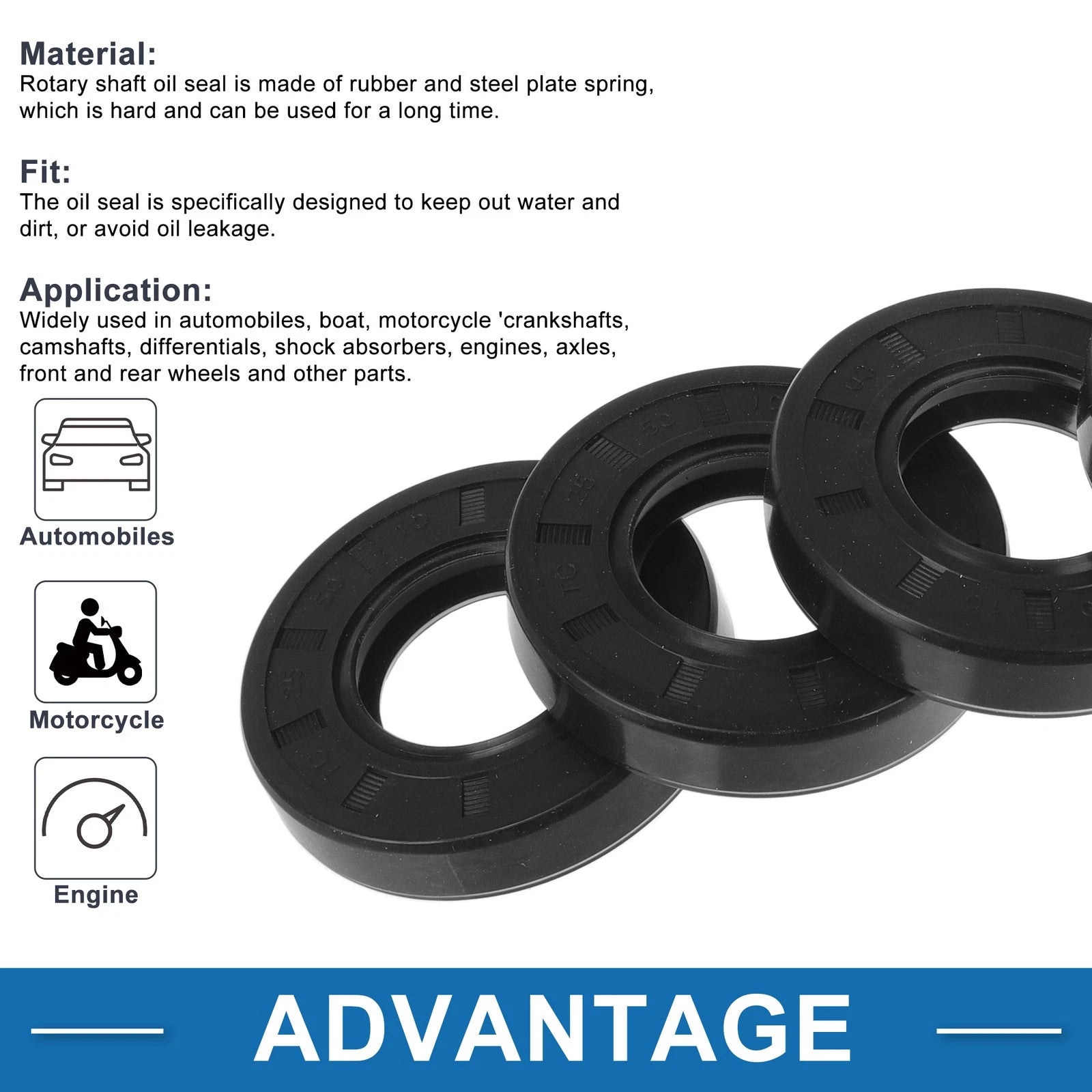 Set of 5 Oil Seal Rotary Shaft Seal 25x50x10mm for Various Models