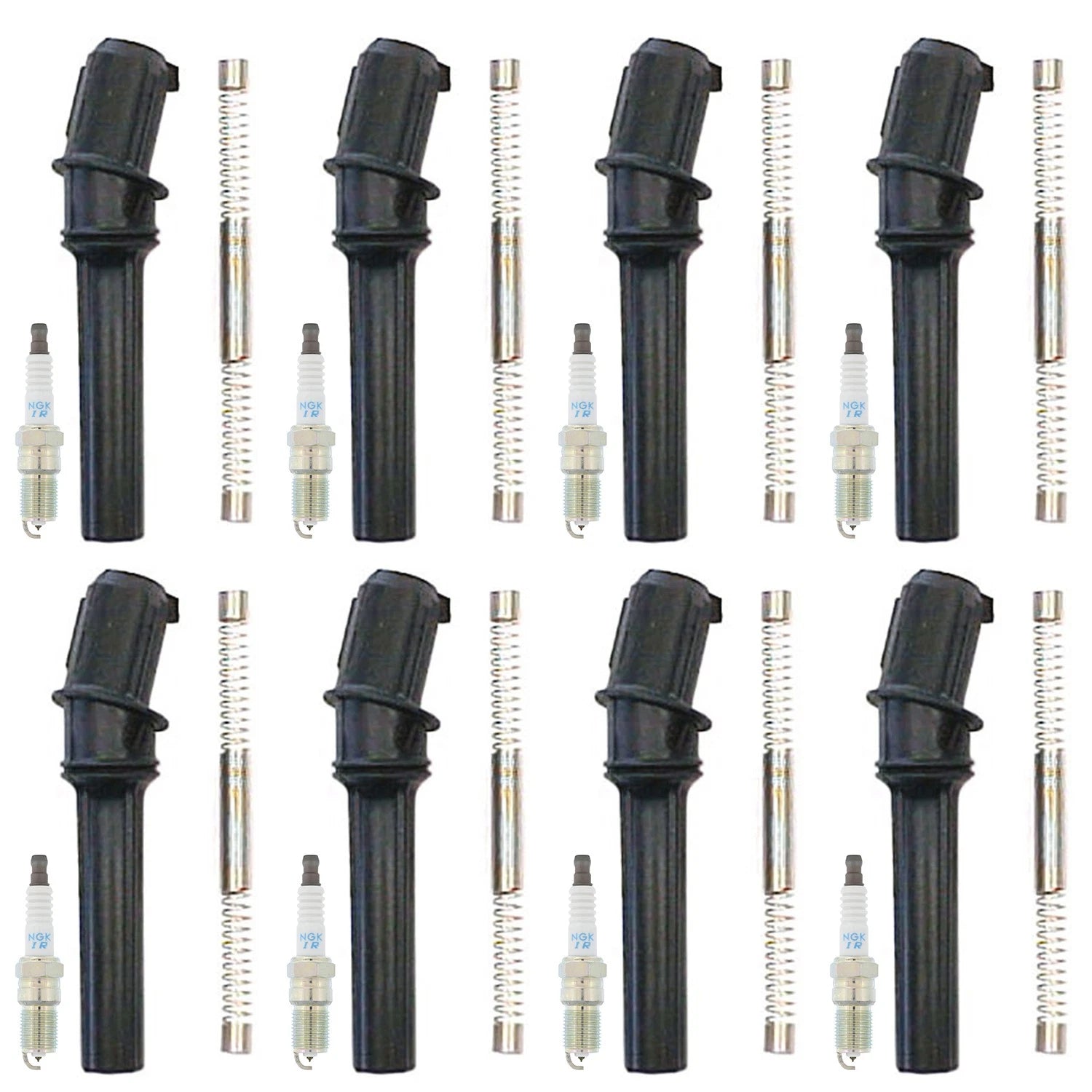 Set of 8 NGK Laser Iridium Spark Plugs & Denso Coil Boot Kit for E-150 F-150 Mustang V8