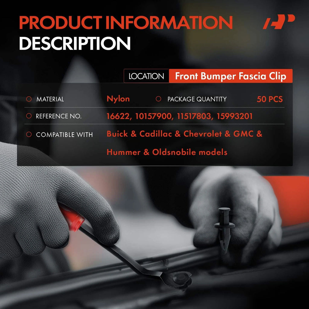 50Pcs Front Bumper Fascia Retainer Clips for Buick Chevrolet GMC