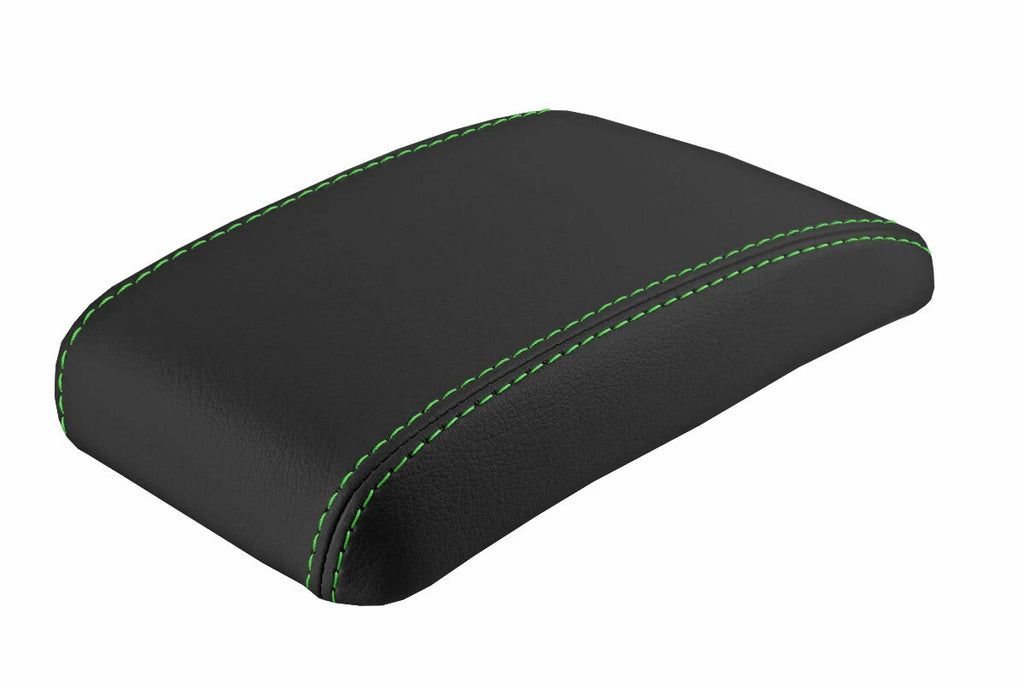 Leather Console Lid Armrest Cover for Subaru Impreza WRX (2000–2007) Green Stitch