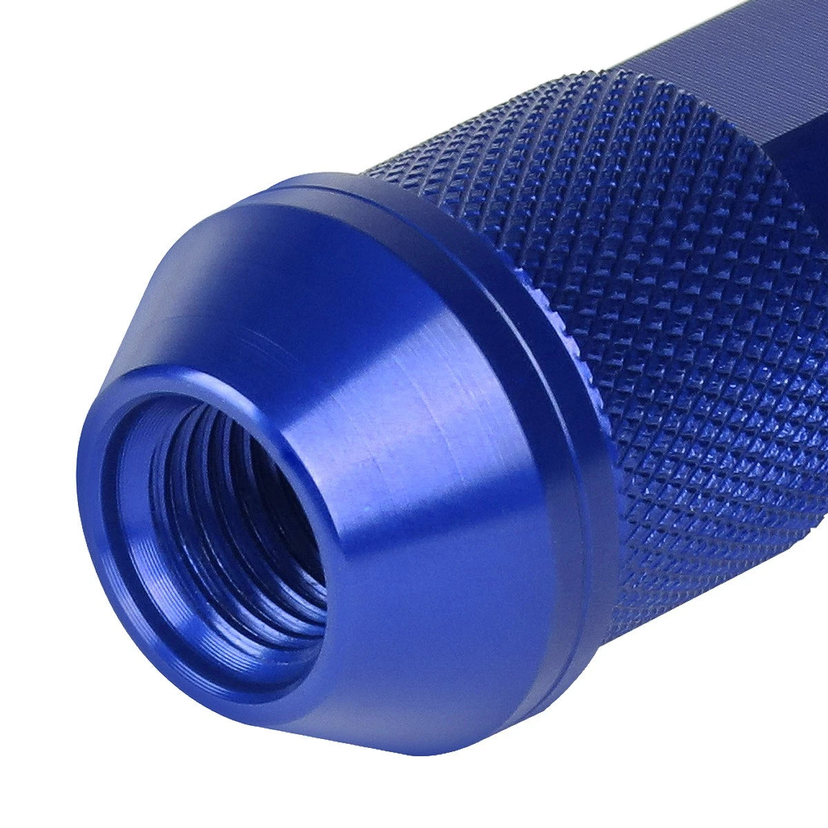 Set of 20 J2 7075 Forged Aluminum M12x1.25 Open-End Lug Nuts w/Adapter Blue