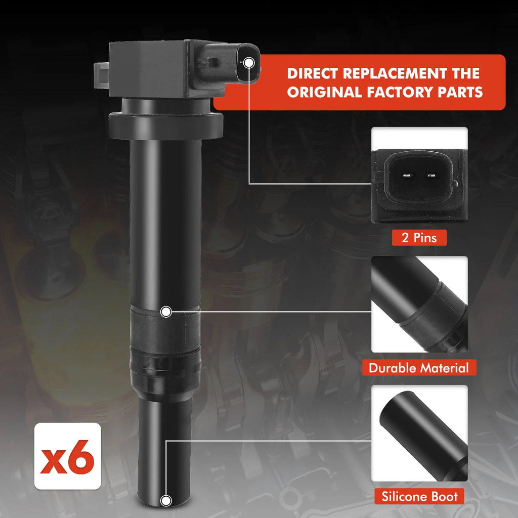 Set of 6 Ignition Coils & Iridium Spark Plugs for Kia Optima (2006–2010)