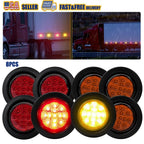 Set of 8 LED Side Marker Lights for Truck Trailer (Round 2.5")