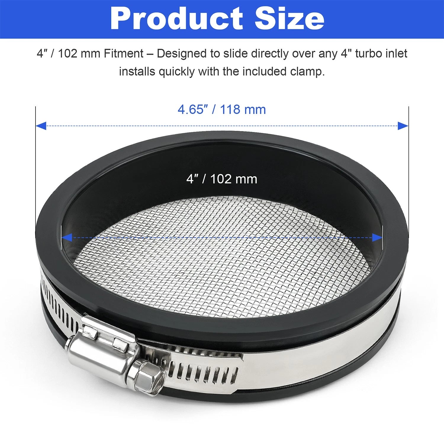 Turbo Inlet Grill Protector Guard Screen Mesh Air Inlet Filter 4" for