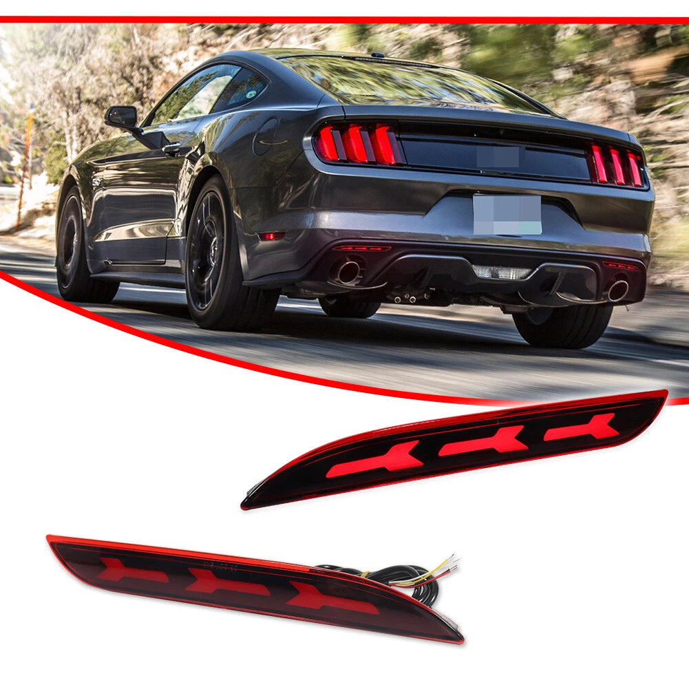 Red Lens Rear Bumper Reflectors for Ford Mustang (2015–2017)