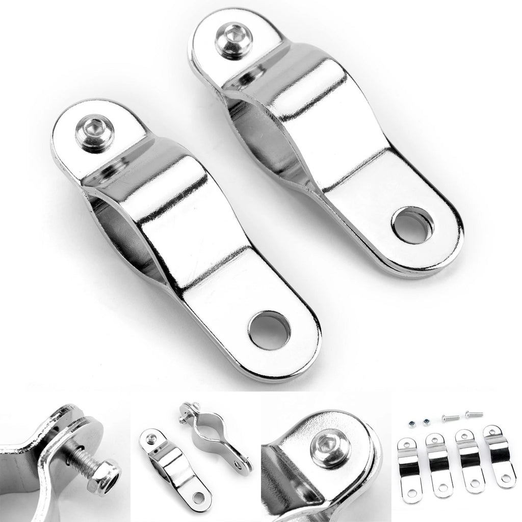 2X Adjustable 30-35MM Bull Bar Clamp Foglight Chrome Bracket for Motorcycle