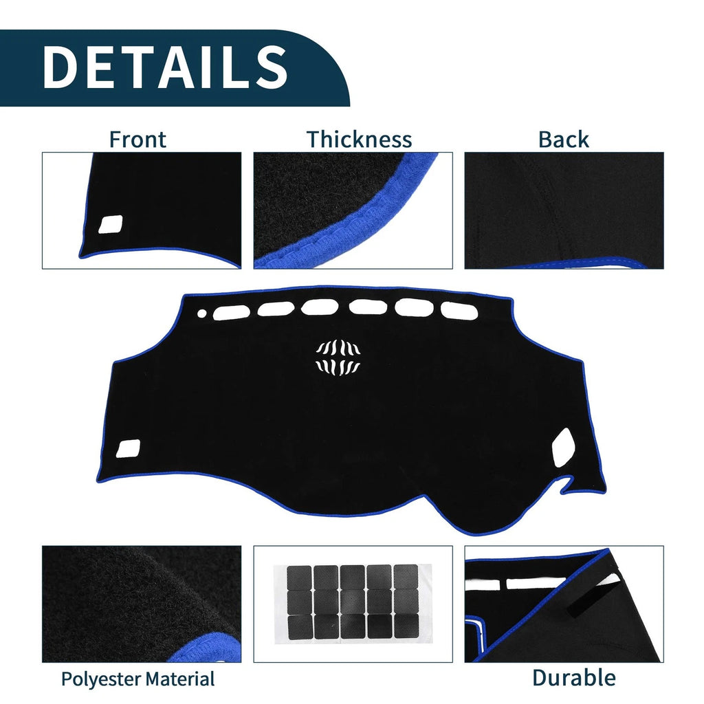 Dashboard Cover Mat for Toyota Vellfire (2008–2015) Black Blue Set of 1
