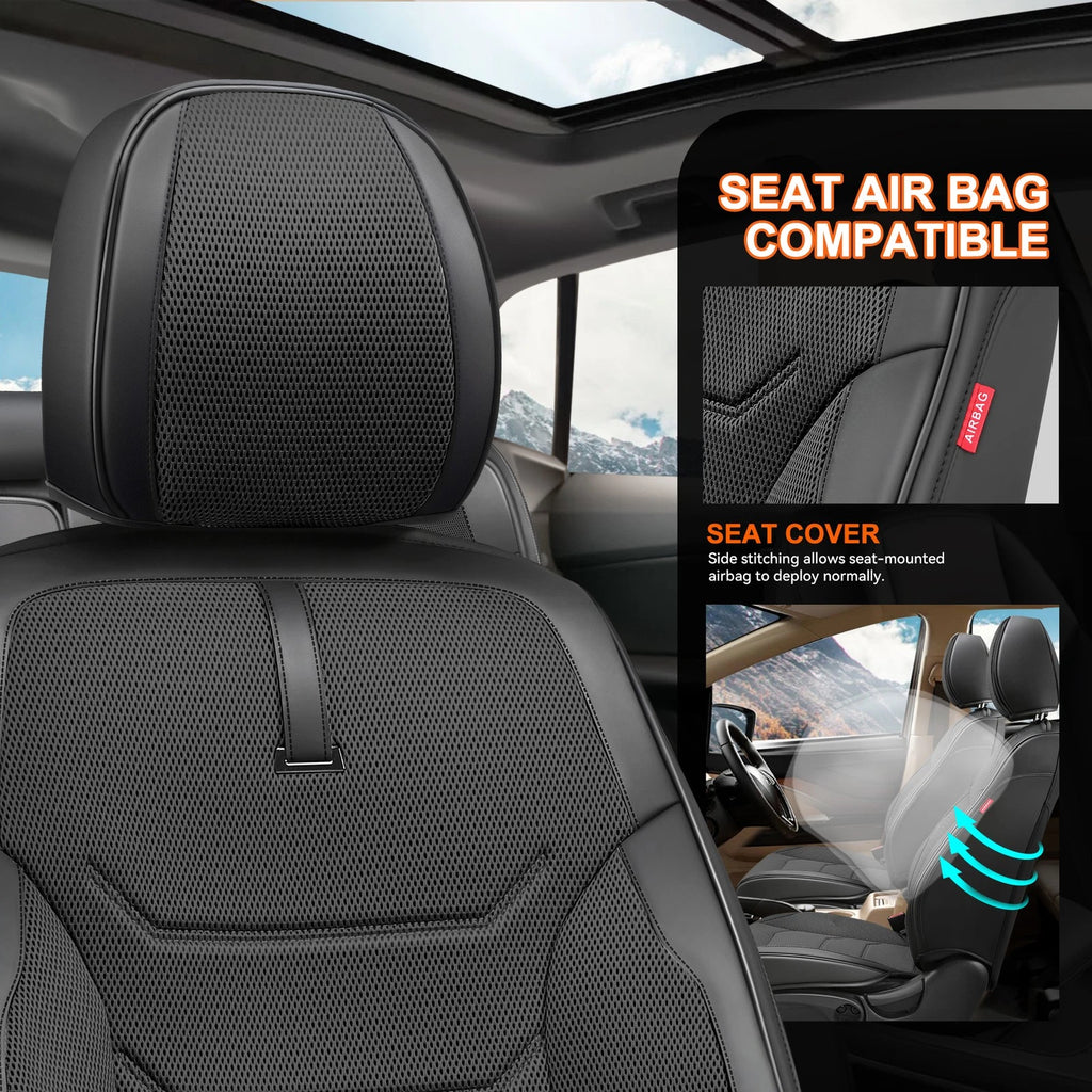 Front Row Bucket Seat Cover for Universal Fit (Sport Series, Black)