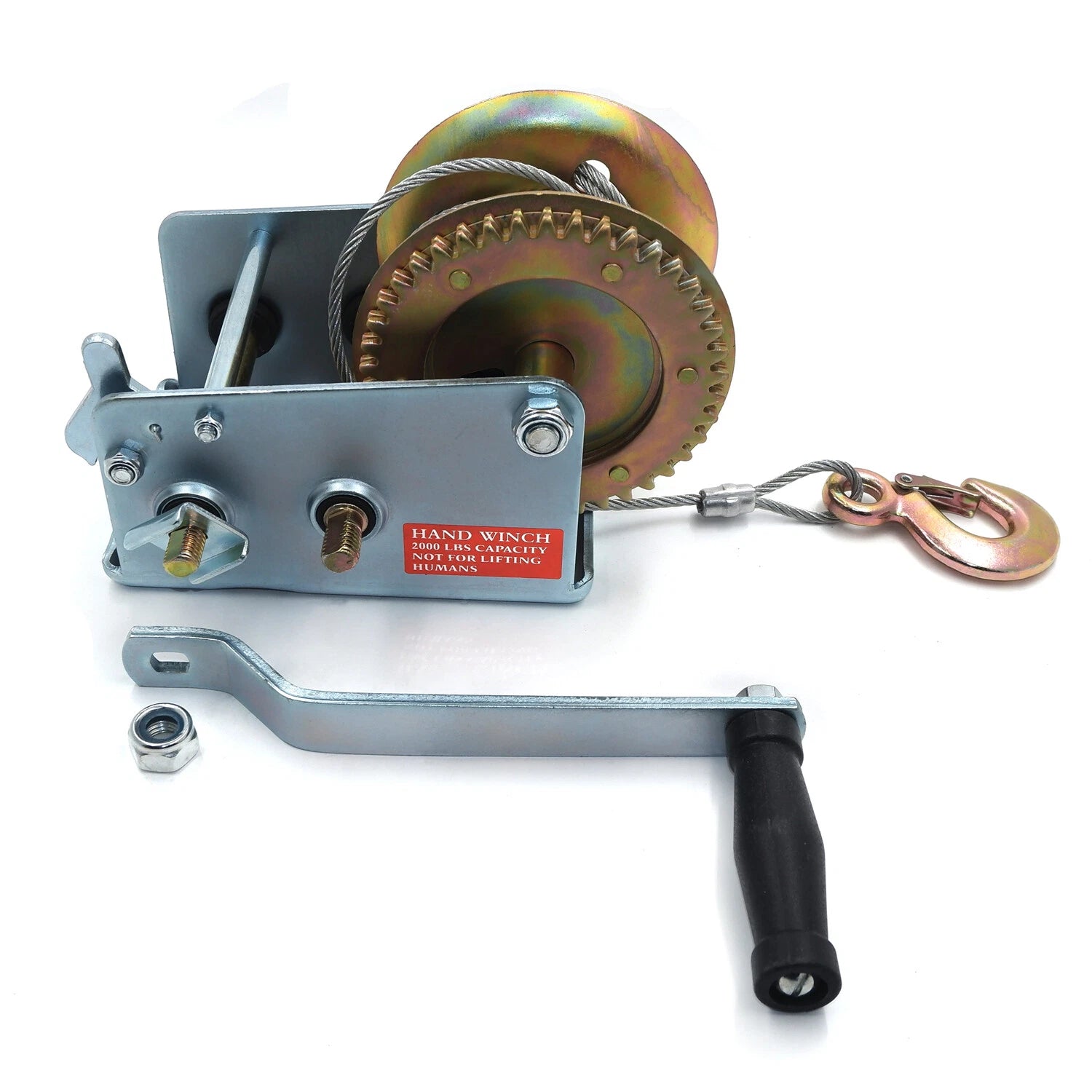 2000Lbs Dual Gear Hand Winch for Towing Boat Trailer