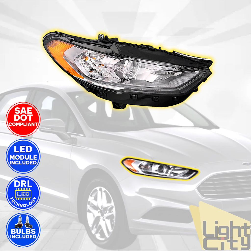 Passenger Halogen Headlight with LED DRL for Ford Fusion (2017–2020)