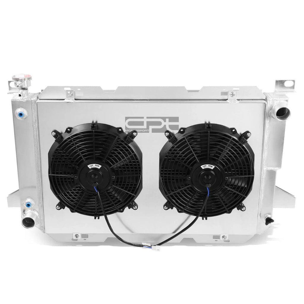 3-Row Aluminum Racing Radiator + Fan Shroud for Ford F150/F250 SD (1985–1996)