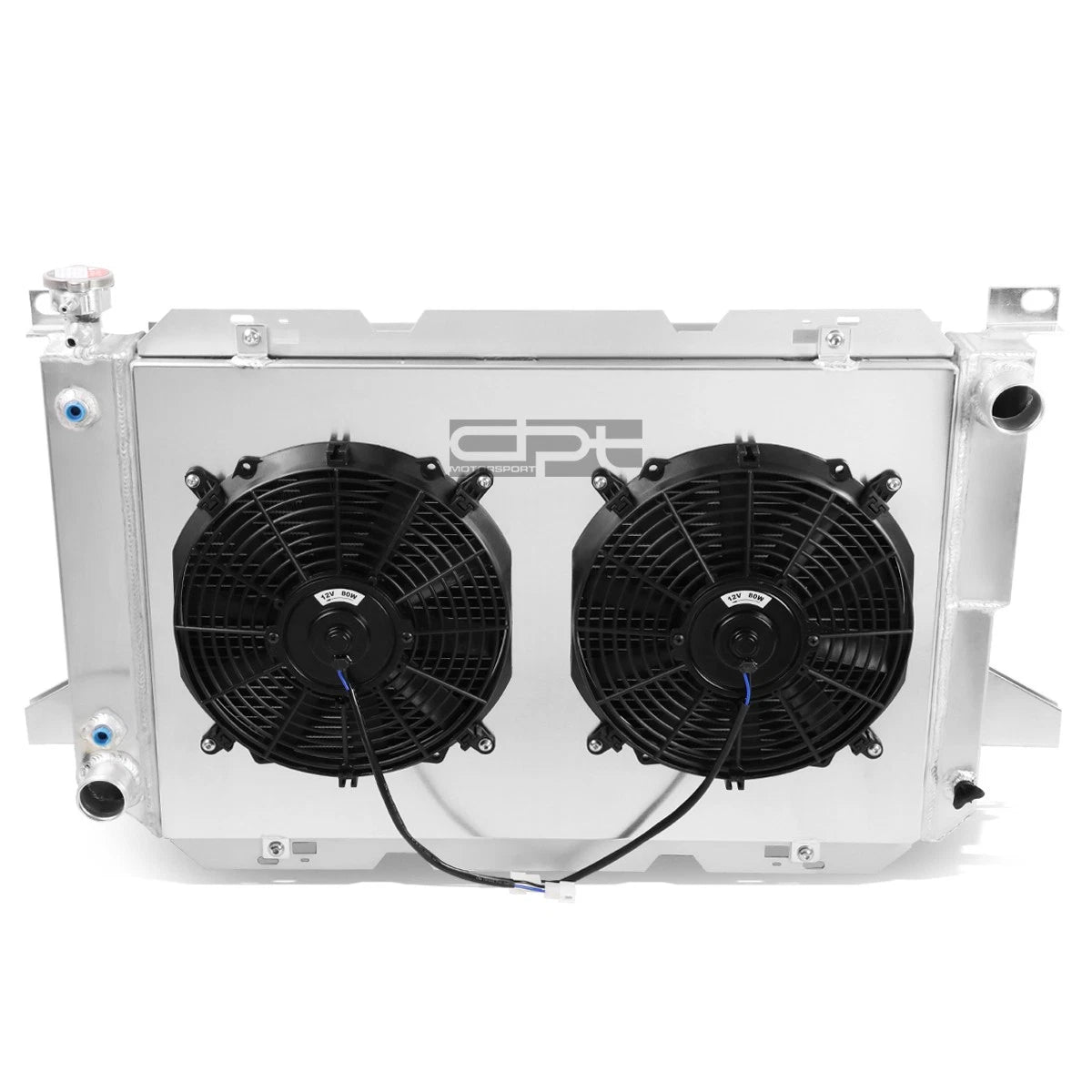 3-Row Aluminum Racing Radiator + Fan Shroud for Ford F150/F250 SD (1985–1996)