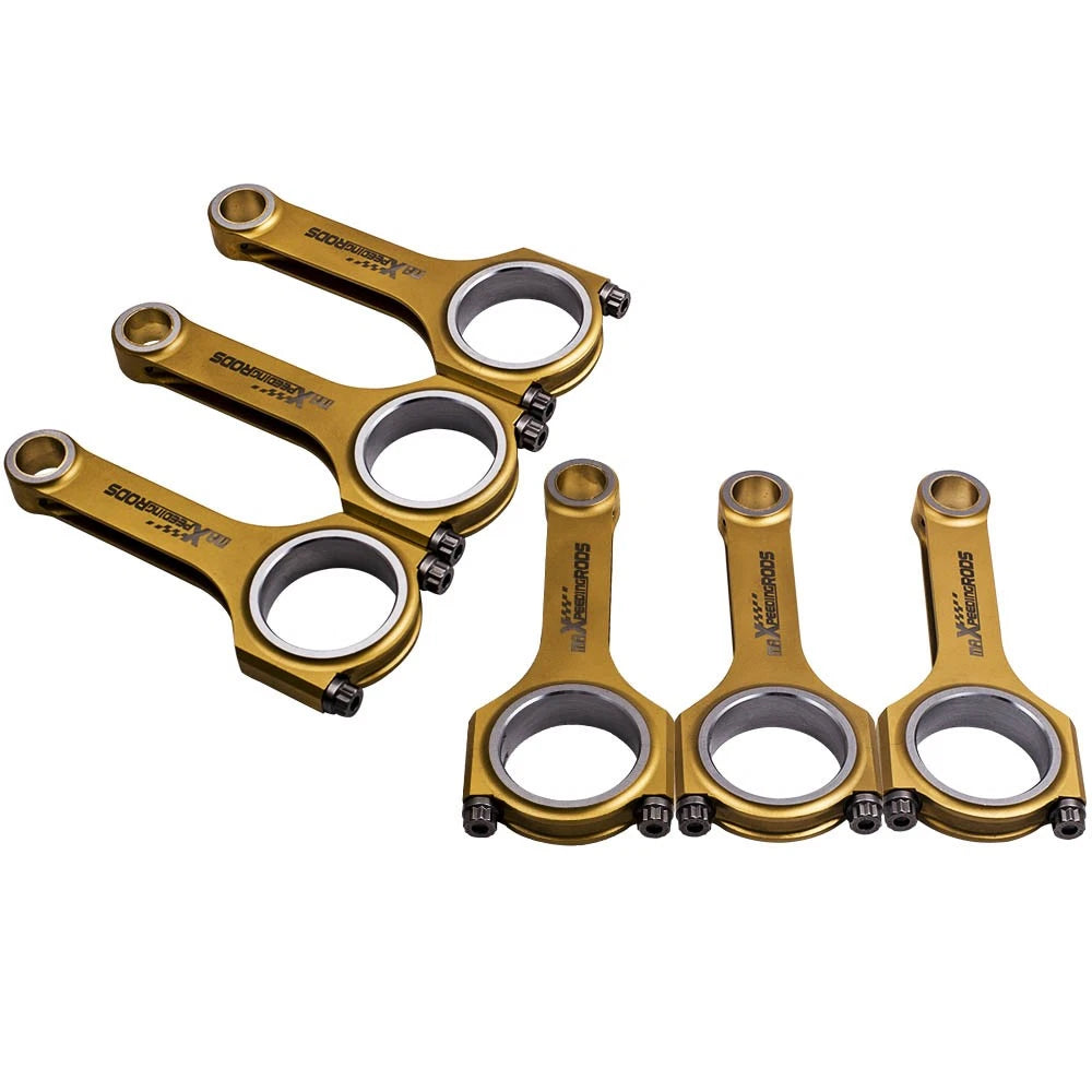 6x Titanized H-Beam 4340 Connecting Rods for Audi VW VR6 (1992–1999)