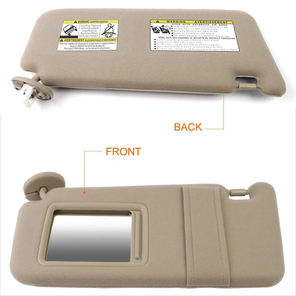 Driver Side Sun Visor for Toyota Venza (2009–2016) OE Style Beige