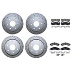 Front Rear Brake Kit with Drilled Rotors & TRW Pro Ceramic Pads for Cadillac Chevy GMC