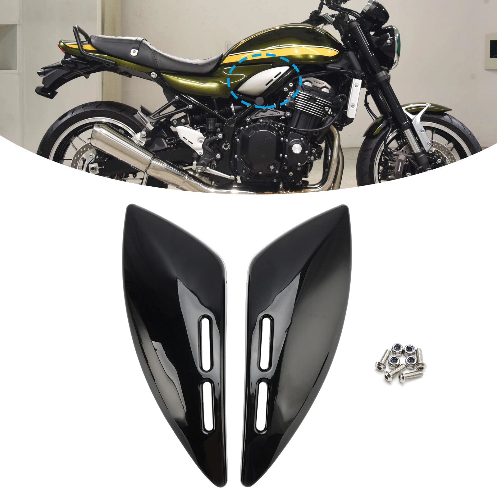 Gas Tank Side Cover Panel for Kawasaki Z900RS (2018–2024) Black T9
