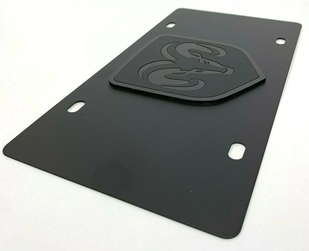 Vanity License Plate Premium Black with Dodge Ram Emblem for Dodge Ram (2002–2026)