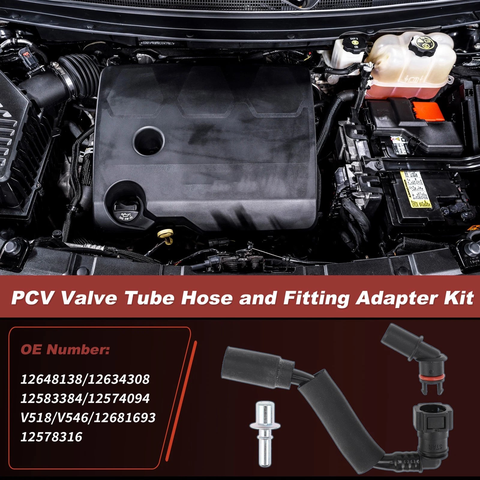 PCV Valve Tube Fitting Kit for Chevy Traverse 3.6L (2012–2017) No. 12648138/12681693