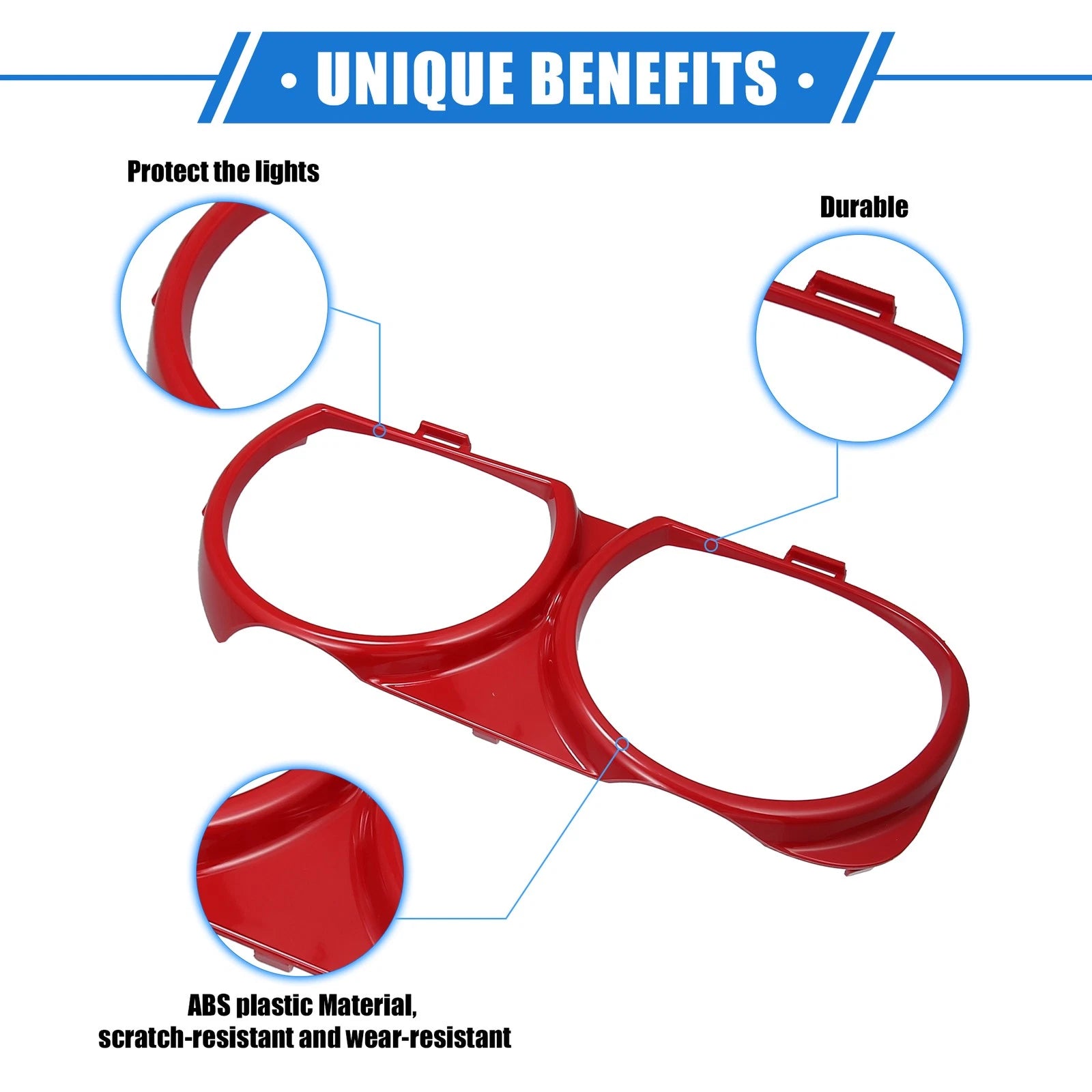 1 Pair Headlight Trim Rings for Dodge Challenger (2015–2023) Red 703820285779