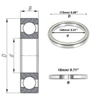 Deep Groove Ball Bearing 6828ZZ for Scooter Skateboard Wheel (140x175x18mm)