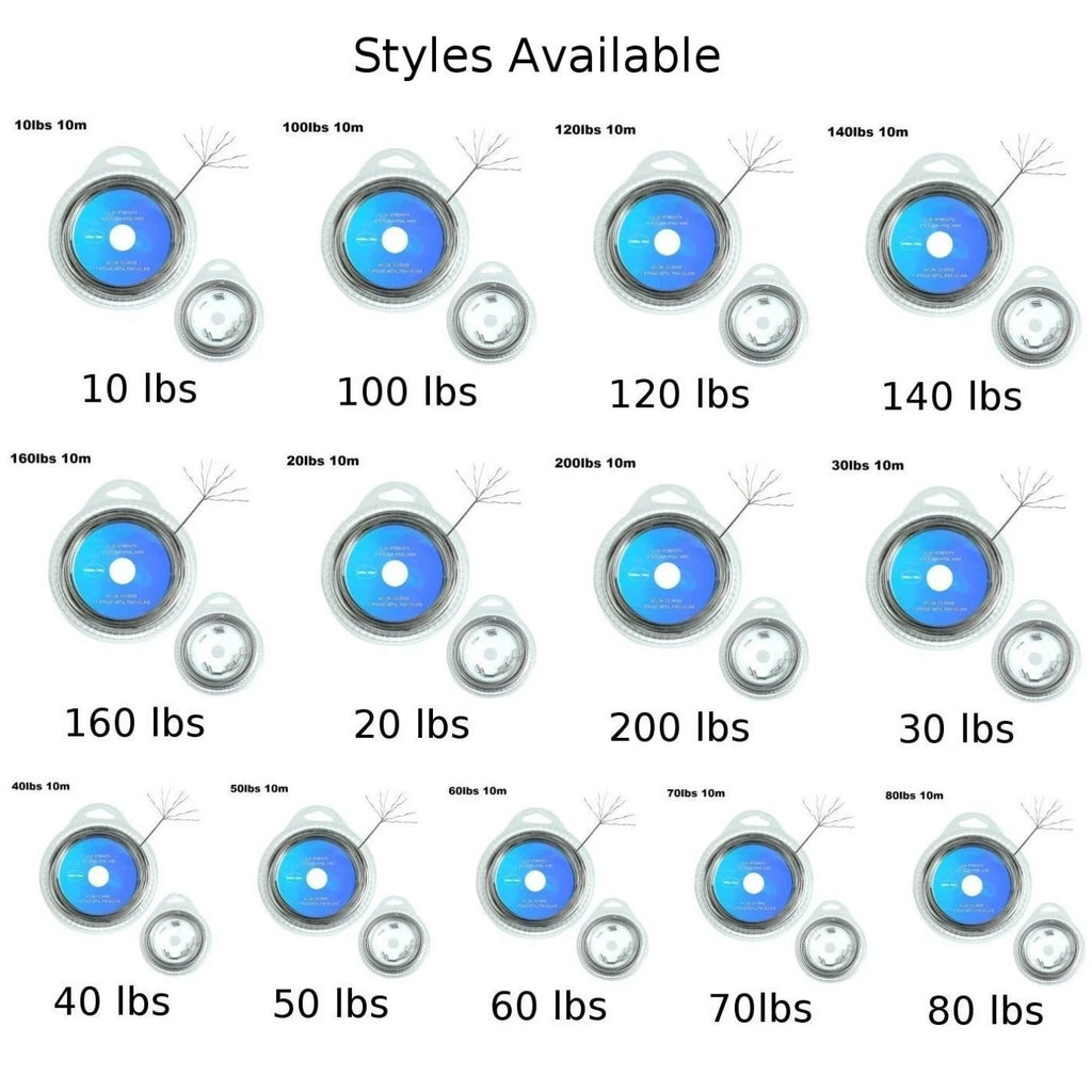 7 Strand Steel Wire Fishing Leader Line with Nylon Coating & 12 Connectors