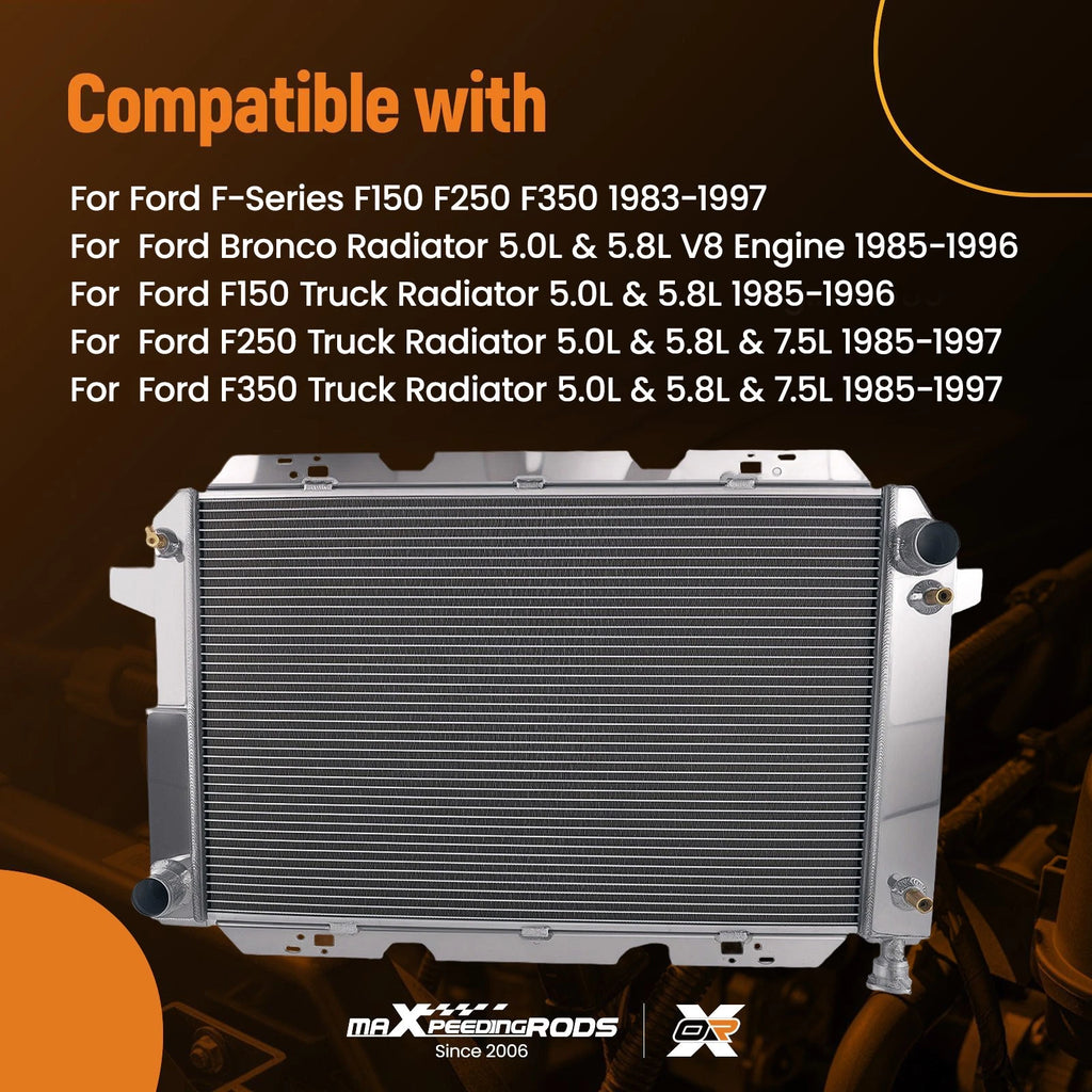 4 Row Radiator for Ford F150 F250 F350 Bronco (1985–1997)