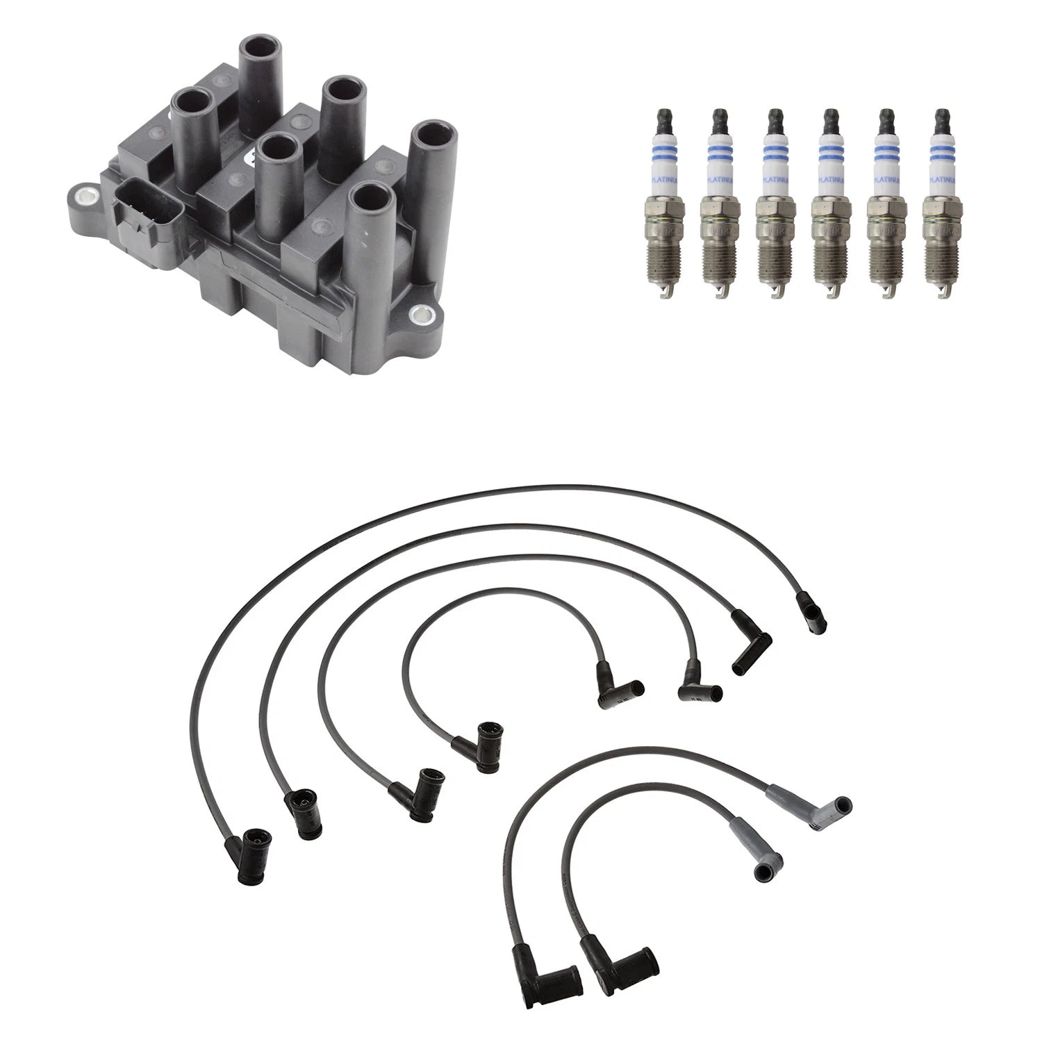 Set of 6 Denso Ignition Coil Wires & Bosch Platinum Spark Plugs for Ranger (1993–2011)