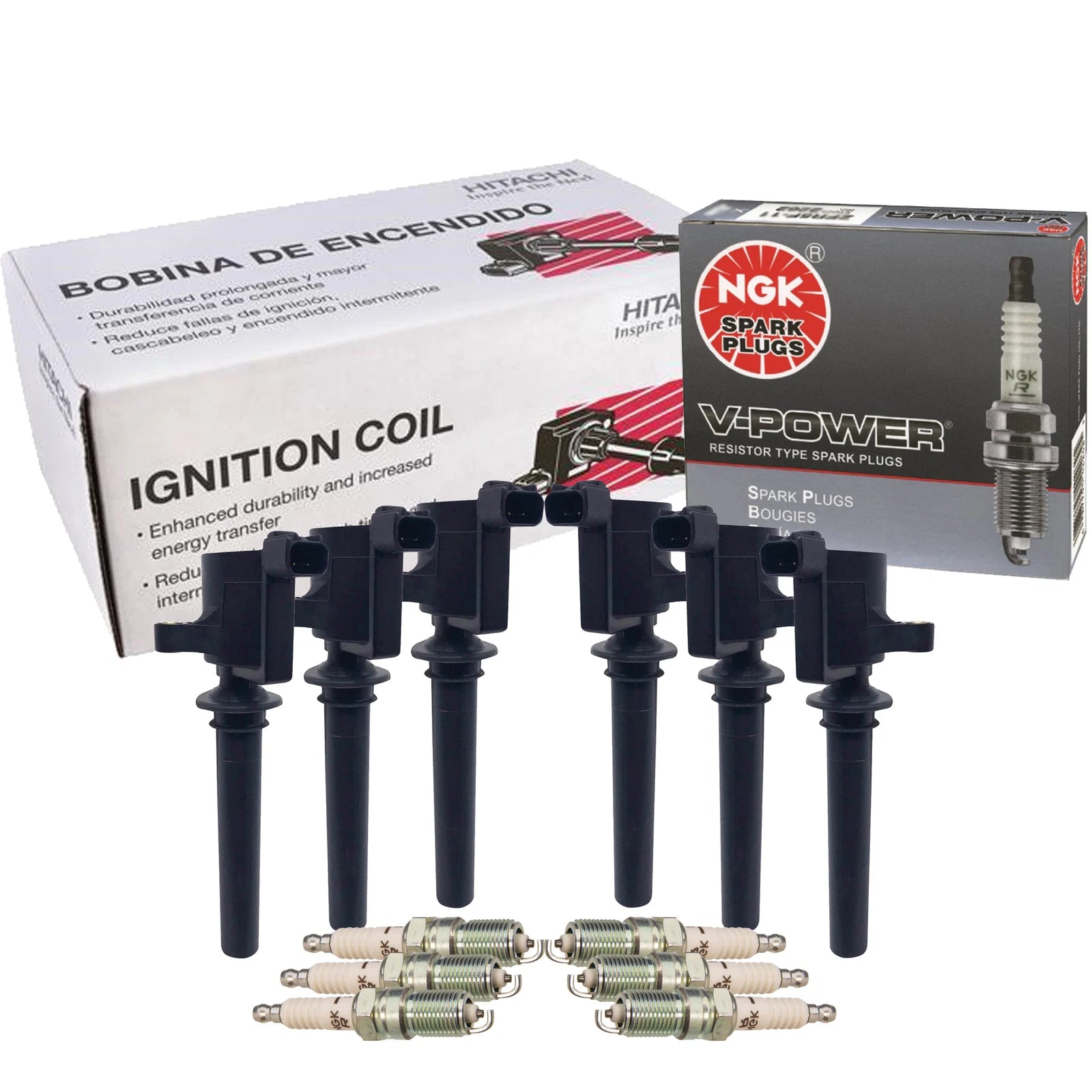 Set of 6 Ignition Coils & Spark Plugs for Ford Mercury 3.0 V6 (1996–2008)