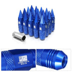 20Pcs M12 x 1.5 Acorn Lug Nuts for Universal Fit (Open/Closed End, Blue)