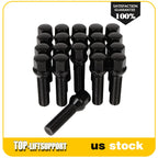 Set of 20 Extended Lug Bolts 14x1.25 Black Cone Seat for BMW Mini Cooper