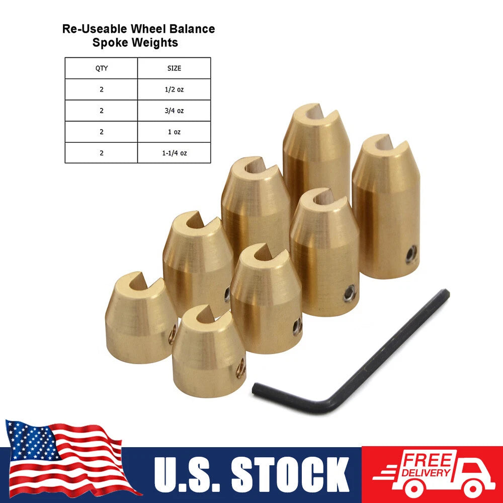 8PCS CNC Brass Spoke Tire Balancing Weights Kit for Spoked Wheels